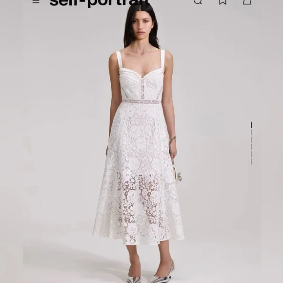 boden lana lace midi dress Tranquil Lace Midi Dress | Handcrafted Floral Cotton Midi Dress for Women main image 1